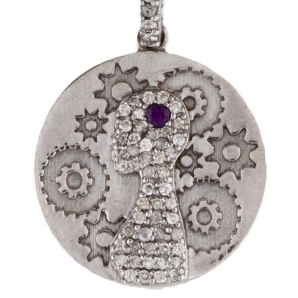 SHERYL LOWE AMETHYST & DIAMOND 0.33 CTW STERLING SILVER CHARM BRACELET - Picture 3 of 9